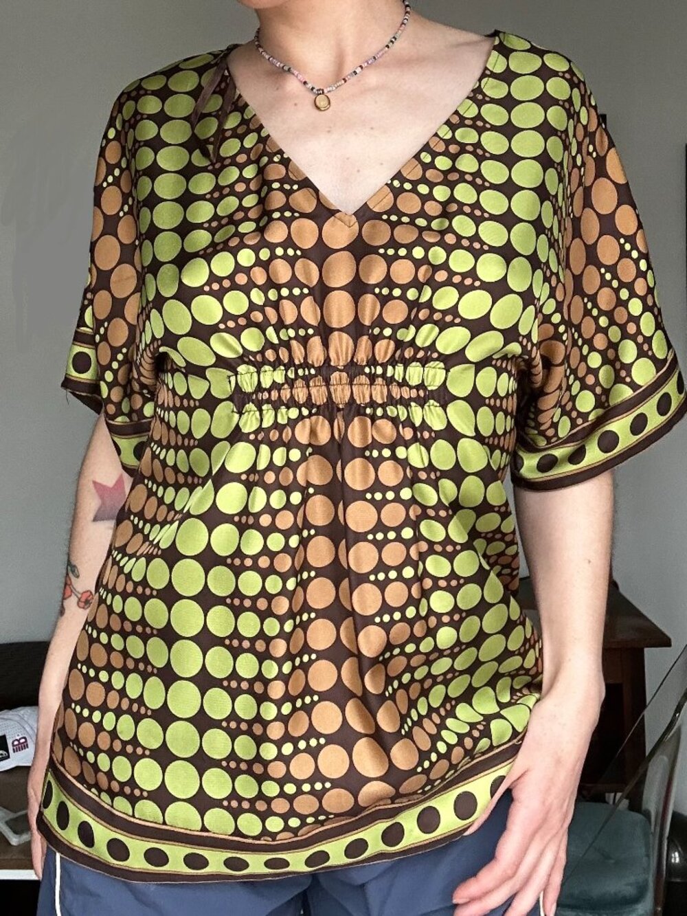 Michael Kors Silk Polka Dot Top 🍃🤎